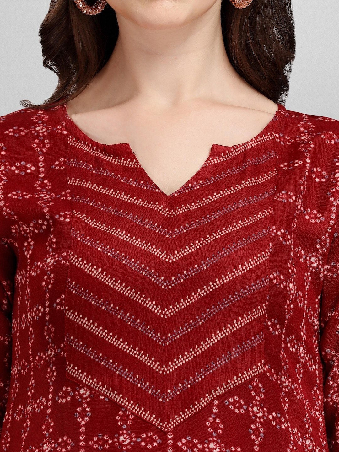 HERE&NOW Geometric Printed Pure Cotton Kurta With Trousers & Dupatta