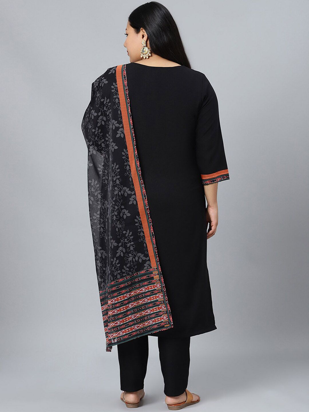 Sztori Plus Size Ethnic Motifs Printed Regular Kurta with Trousers & With Dupatta
