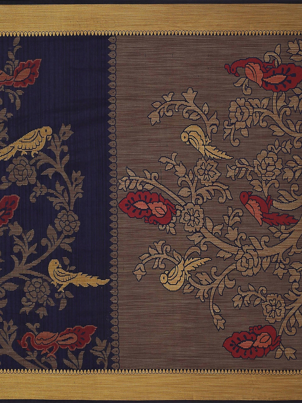 Mimosa Women's Kanchipuram Art Silk Navy Blue Saree
