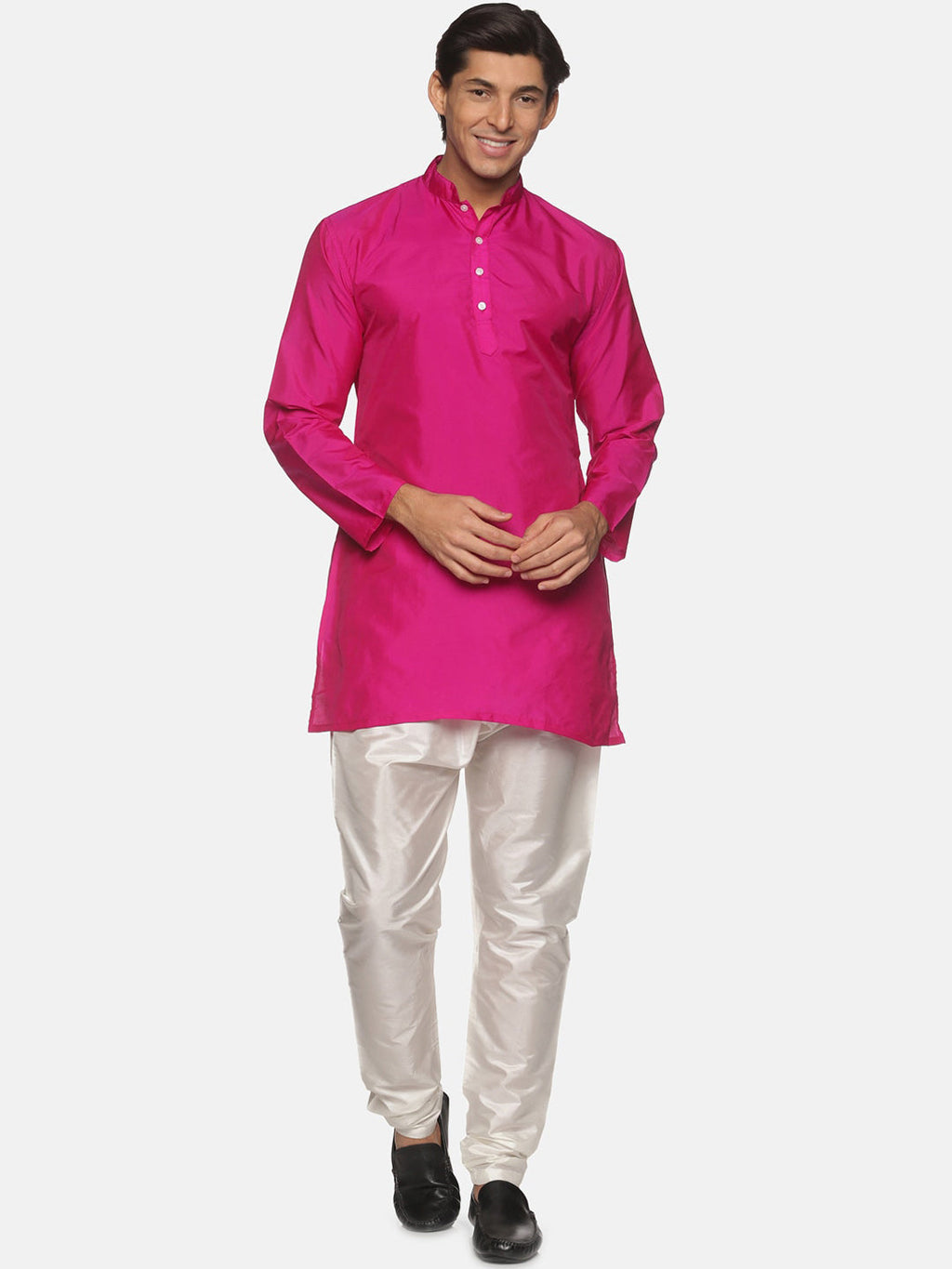 Sethukrishna Men Pink Solid Kurta with Pyjamas