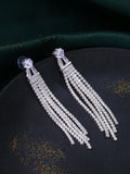 NVR Women Silver Toned Contemporary Drop Earrings