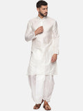 Sethukrishna Men White Solid Kurta with Dhoti Pants
