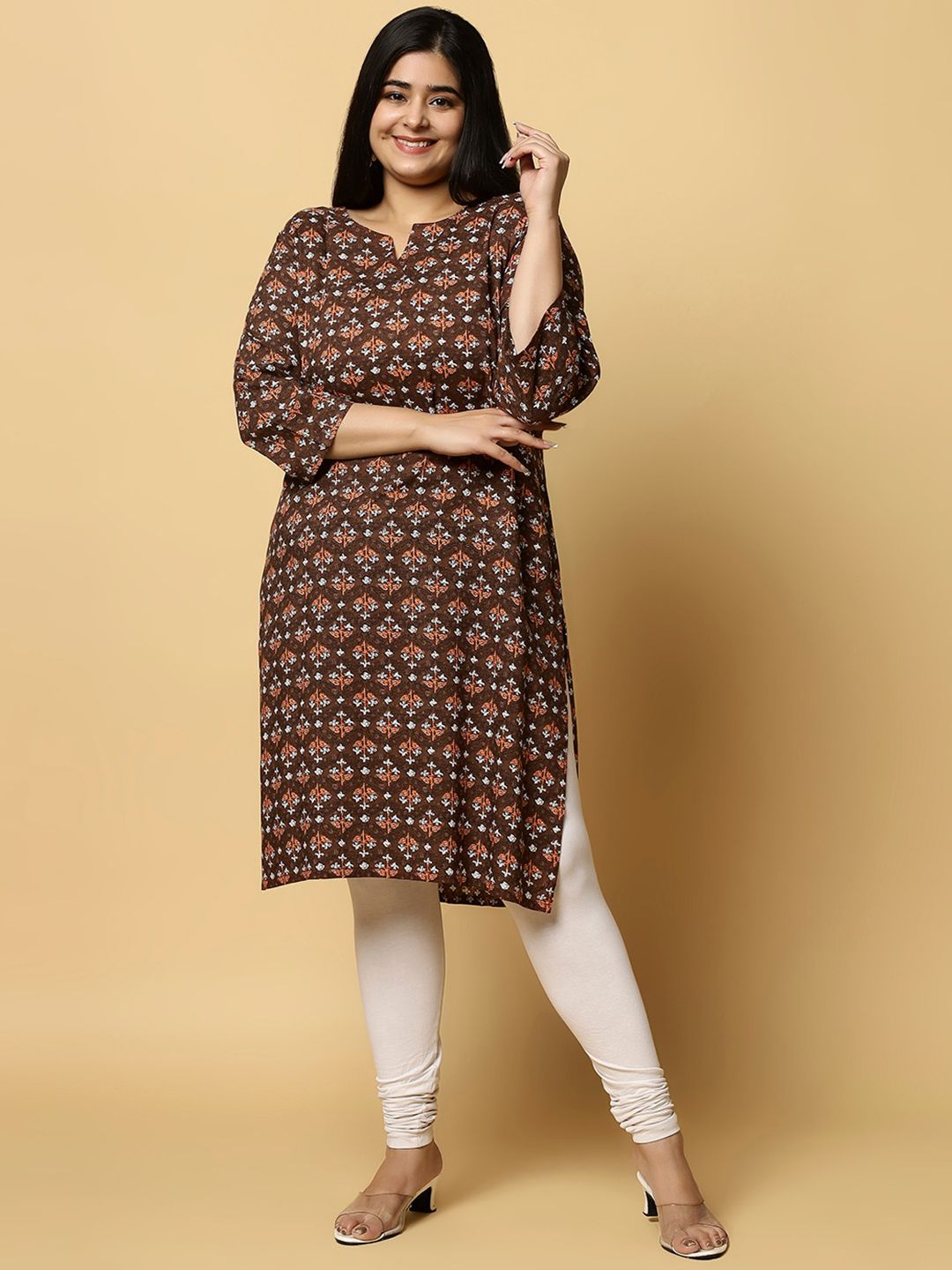 Sztori Plus Size Ethnic Motifs Printed Pure Cotton Kurta