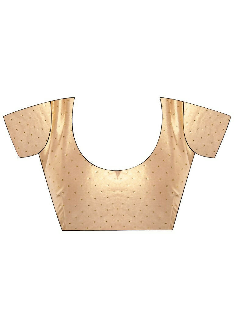 Onion Gold Tissue Net Solid & Gold Cotted Saree - Samaa