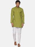 Sethukrishna Men Green Pure Cotton Kurta with Pyjamas