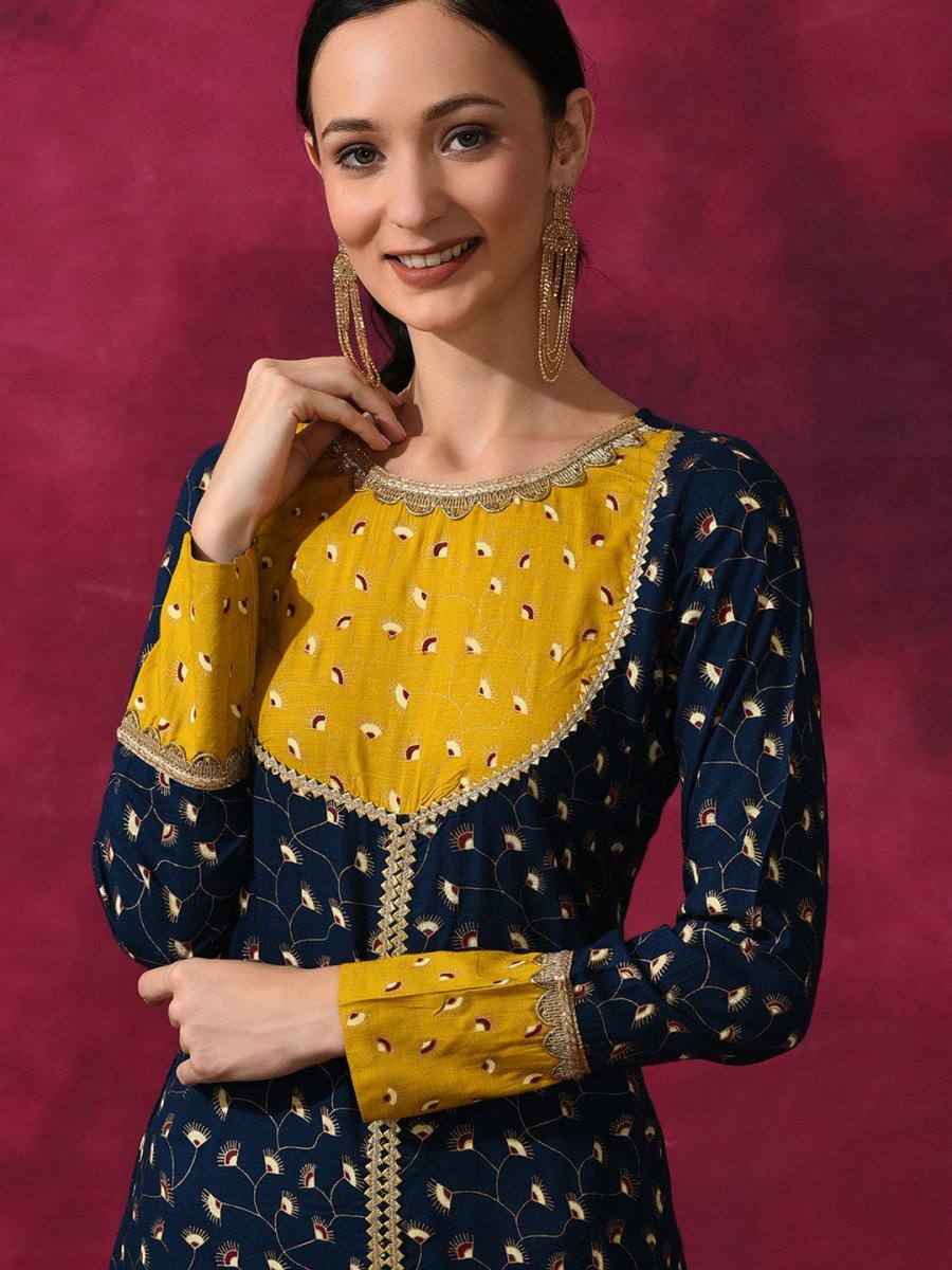 Aks Ethnic Motifs Printed Zari Anarkali Kurta