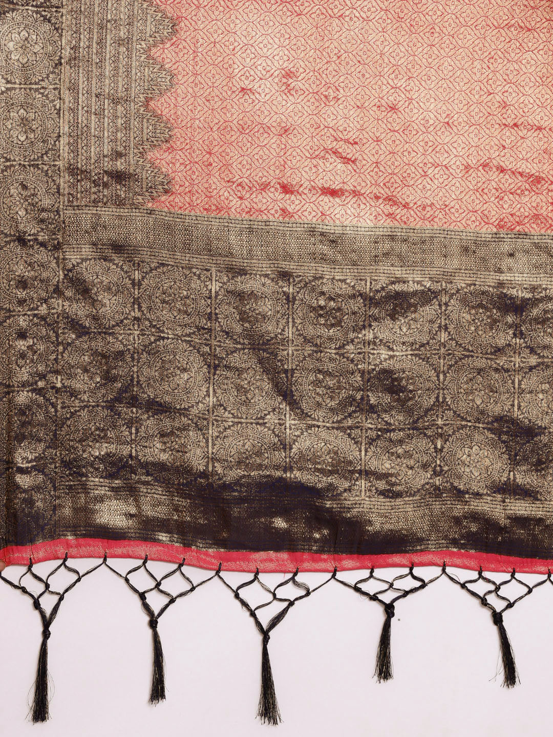 Saree Mall Pink Woven Design Zari Silk Blend Banarasi Saree