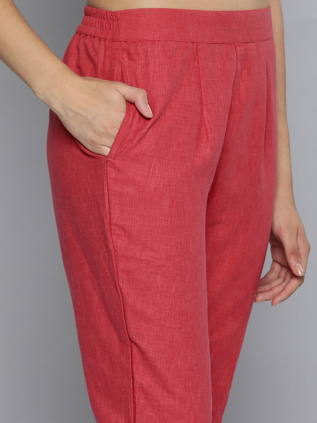 HERE&NOW Women Yoke Design Pure Cotton Kurta & Trousers with Dupatta