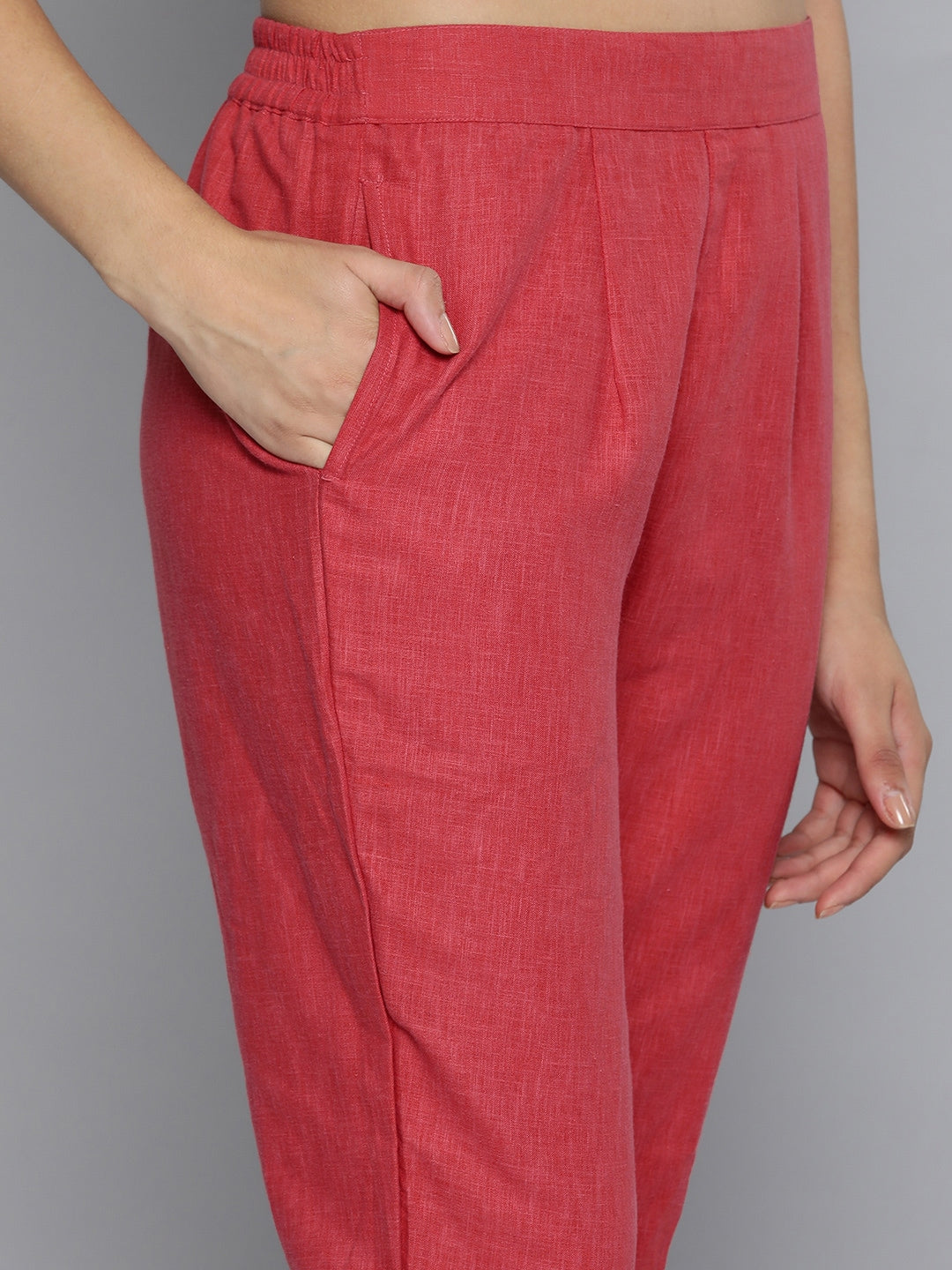 HERE&NOW Women Yoke Design Pure Cotton Kurta & Trousers with Dupatta