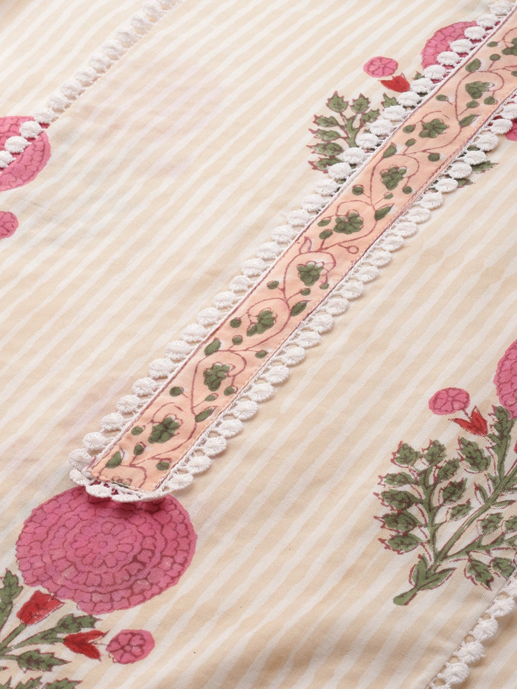 HERE&NOW Floral Printed Panelled Pure Cotton Kurta with Salwar & With Dupatta