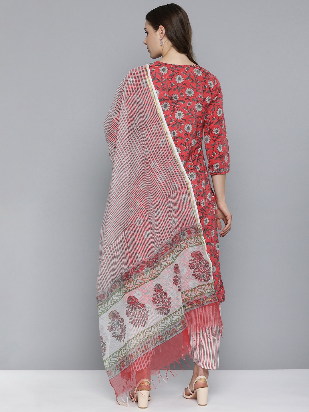 HERE&NOW Floral Printed Regular Pure Cotton Kurta with Salwar & With Dupatta