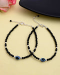 VOJ Set of 2 Evil Eye Black Beads Adjustable Anklet