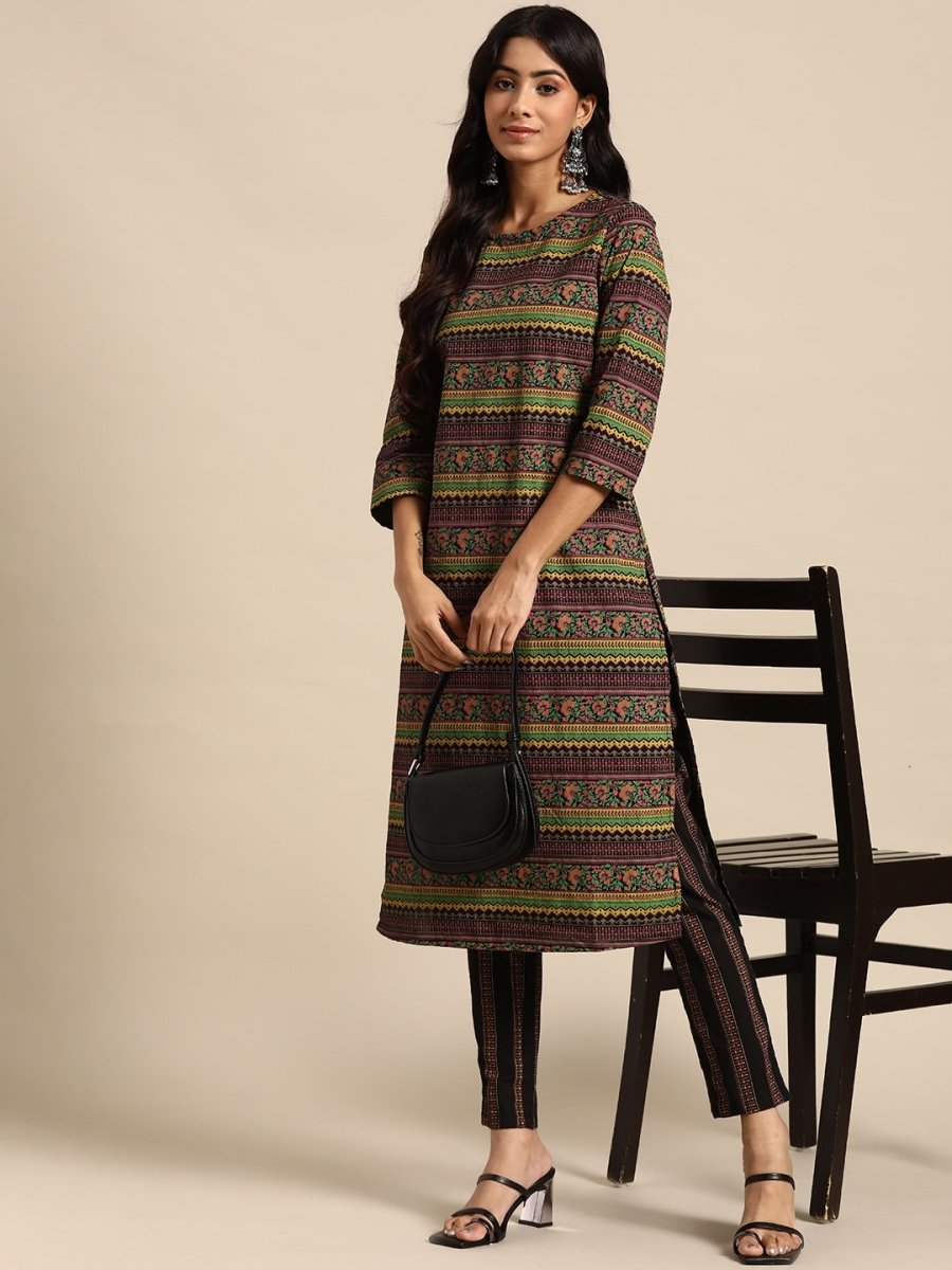 All About You Women Ethnic Motifs Printed Pure Cotton Kurta with Trousers