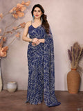 Partywear Designer Georgette Blue Fancy Saree - Durga