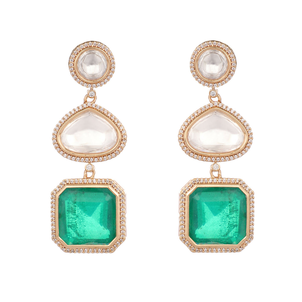 Nuyug Emerald Drop Anti Tarnish Sparkle Earrings