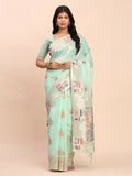 Shree Shyam Fashion Linen Cotton Sea Green Saree