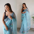 Vamsee Rency Sky Organza Saree