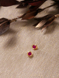 Maroon Circular Studs Earrings - Ruby Raang