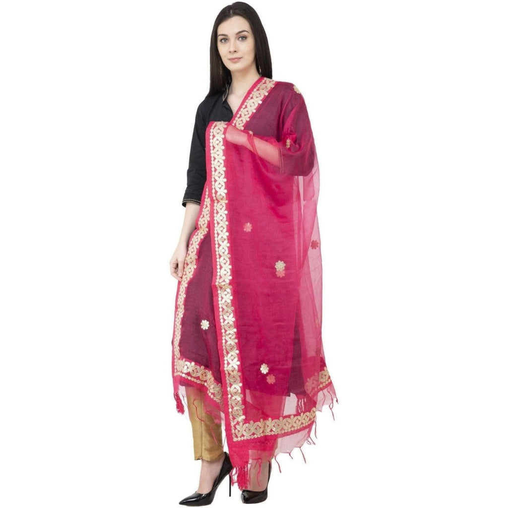 A R Silk Orgenza Gota Patti Fancy Dupatta Gajari Color Dupatta or Chunni