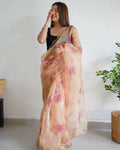 Vamsee Yellow Organza Saree