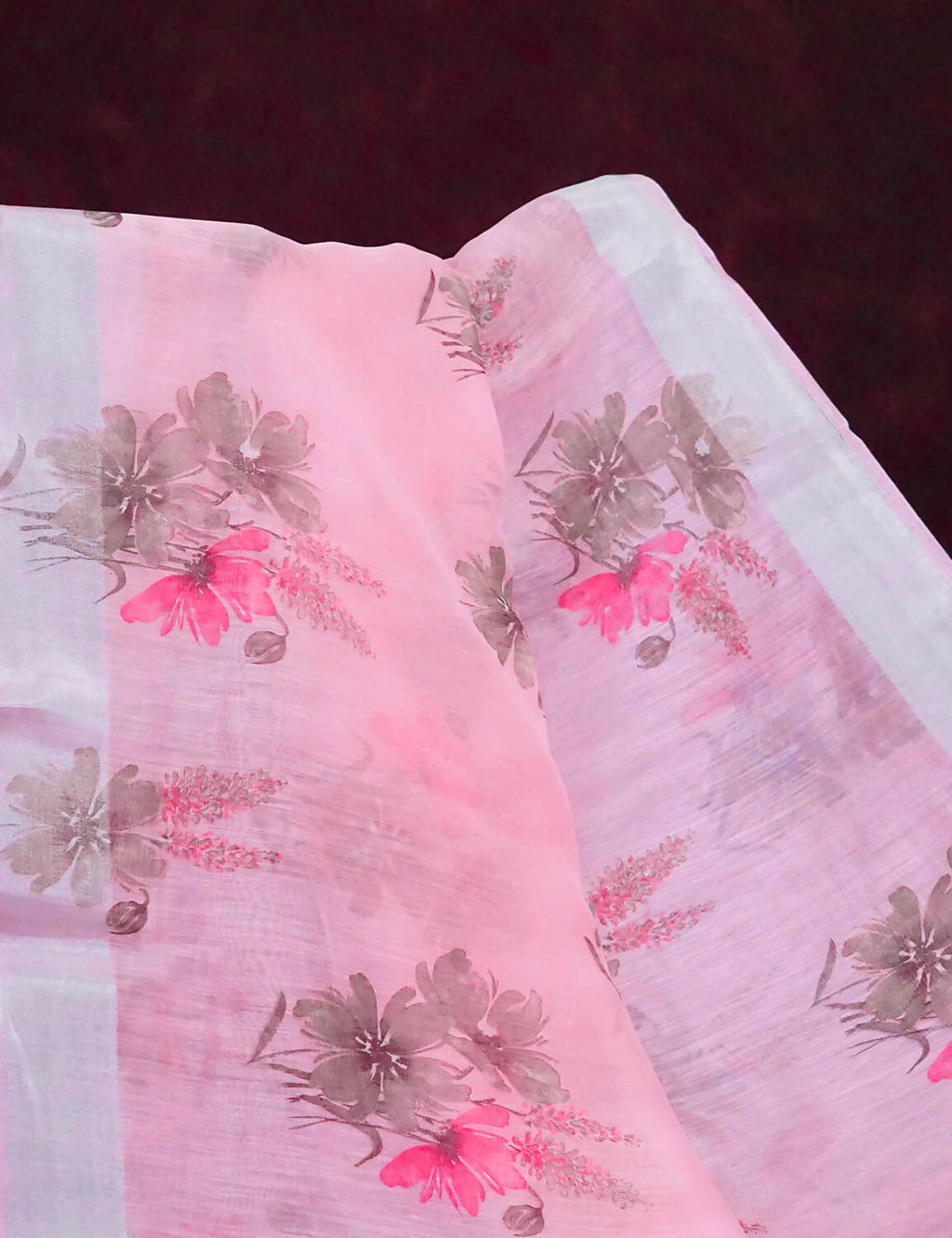Vibrant Combination Of Baby Pink With Floral Design Semi Chanderi Saree By Gayathri Reddy Designer Studio