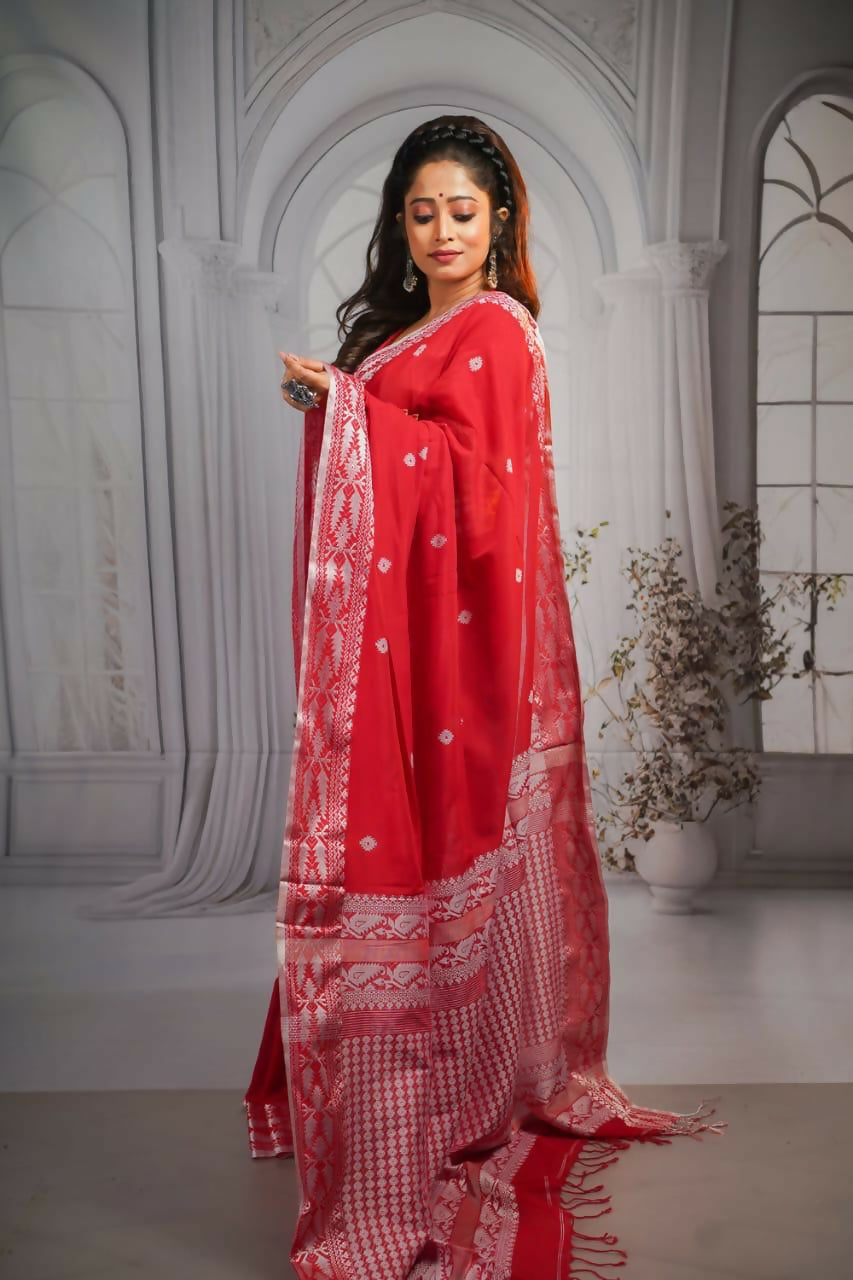 Exclusive Collection Beautiful Pure Cotton Hand Weaving Handloom Saree With Running Blouse Piece