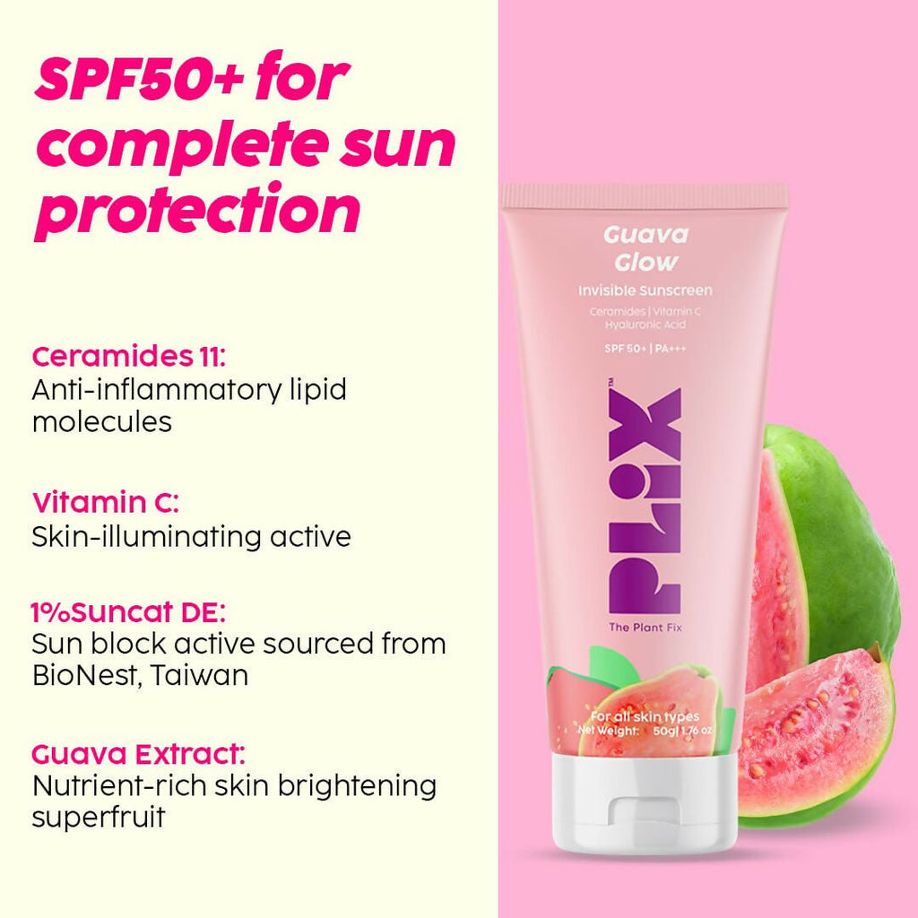 PLIX The Plant Fix SPF 50+ Guava Glow Sunscreen & 10% Vitamin C Guava Face Serum