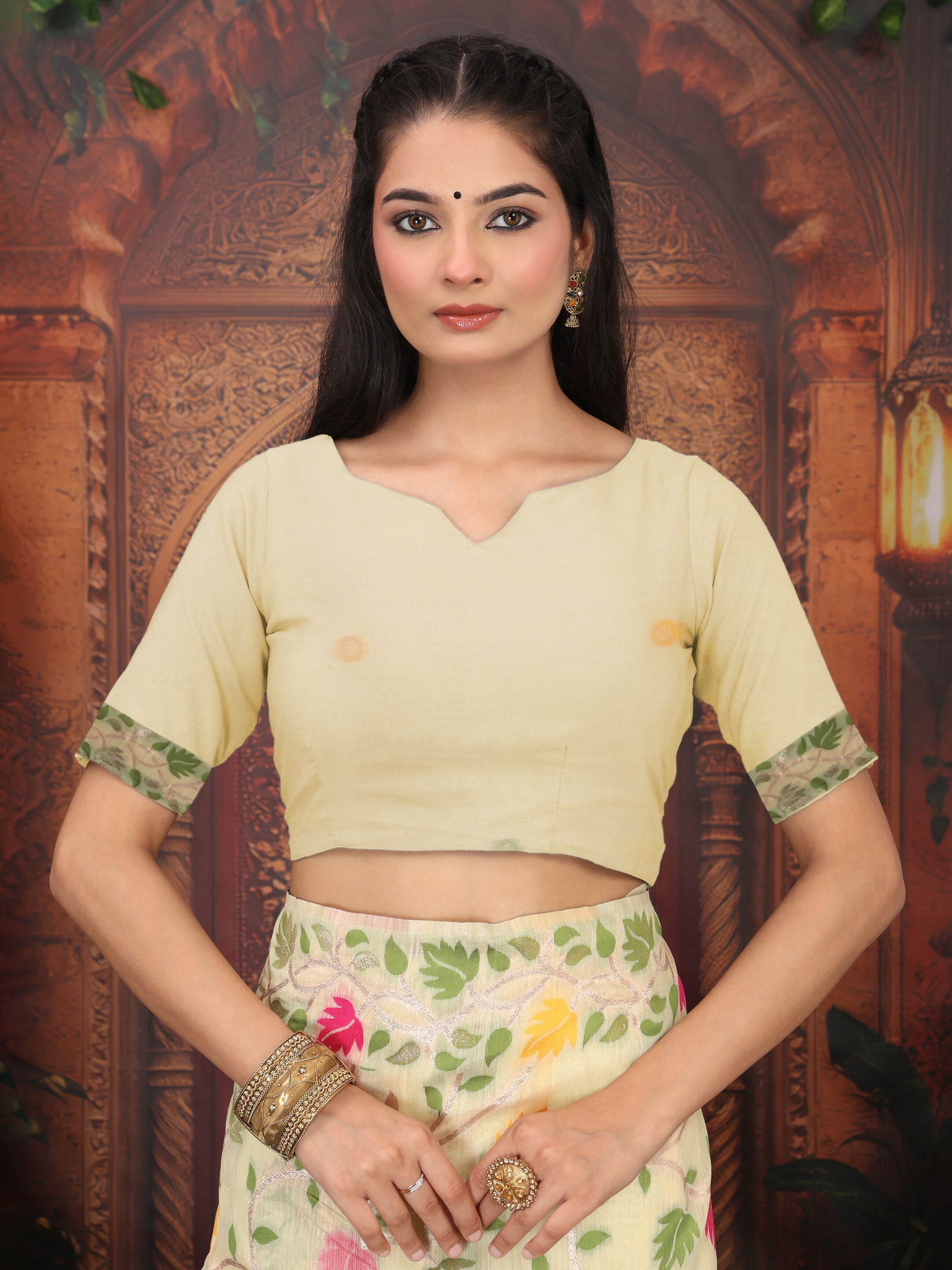 Shree Shyam Fashion Linen Cotton Cream Saree
