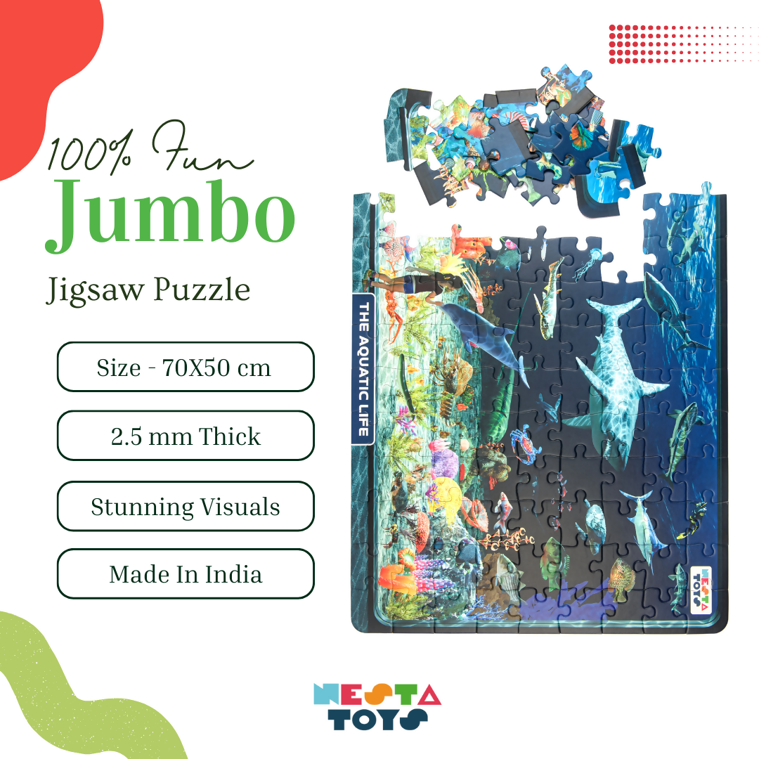 Nesta Toys Aquatic Life Jigsaw Puzzle for Kids, Jumbo Floor Puzzle, Educational Toy (6+ Years)