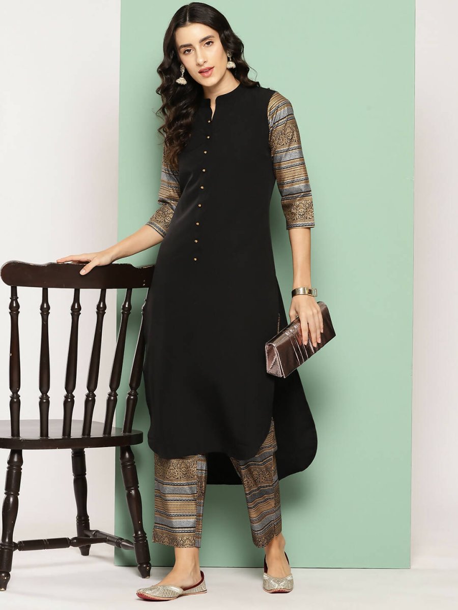 Ahalyaa Womens Kurta Set - Black