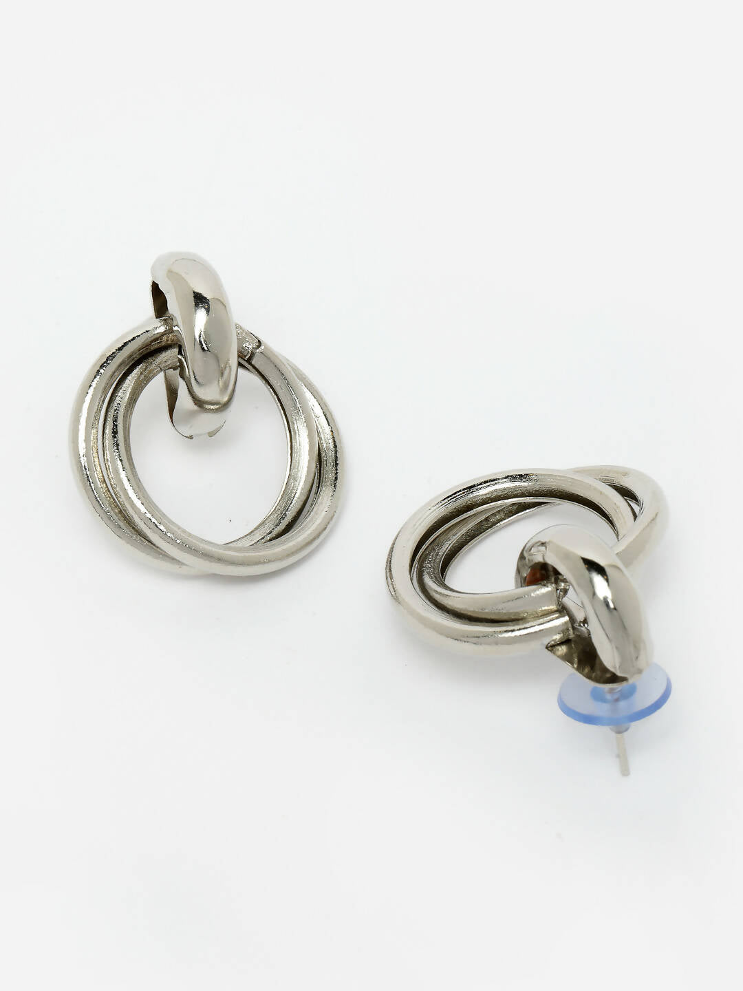 NVR Women's Western Silver Plated Circular Metal Hoop Earrings