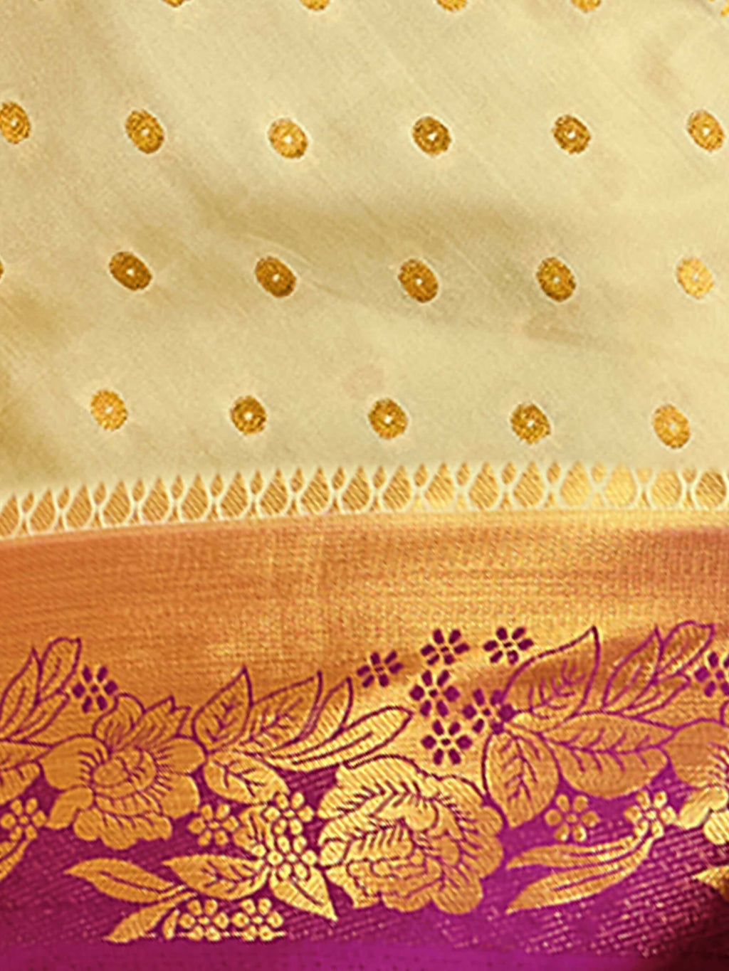 Mimosa Women's Beige Mysore Silk Crepe Saree