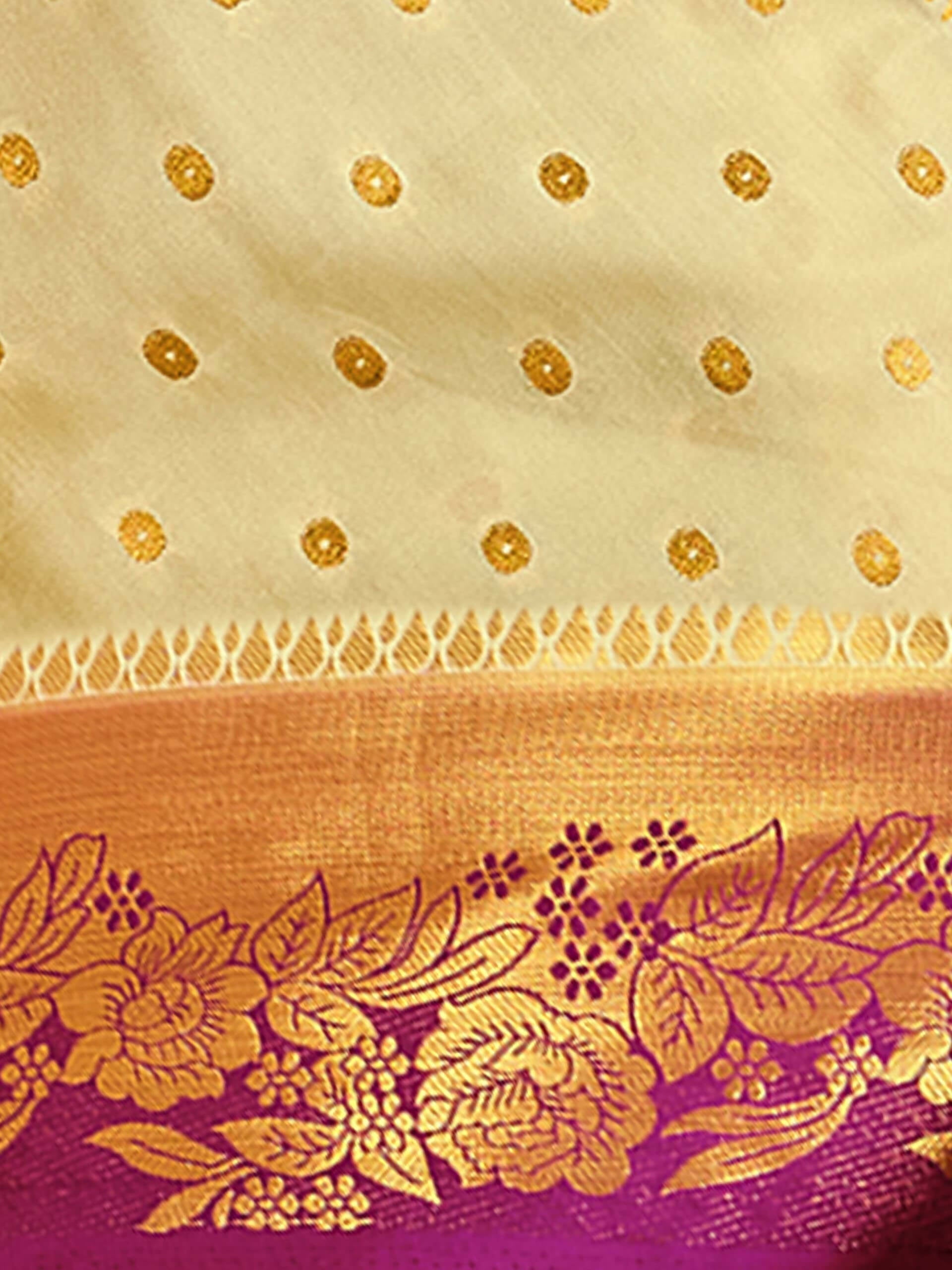 Mimosa Women's Beige Mysore Silk Crepe Saree