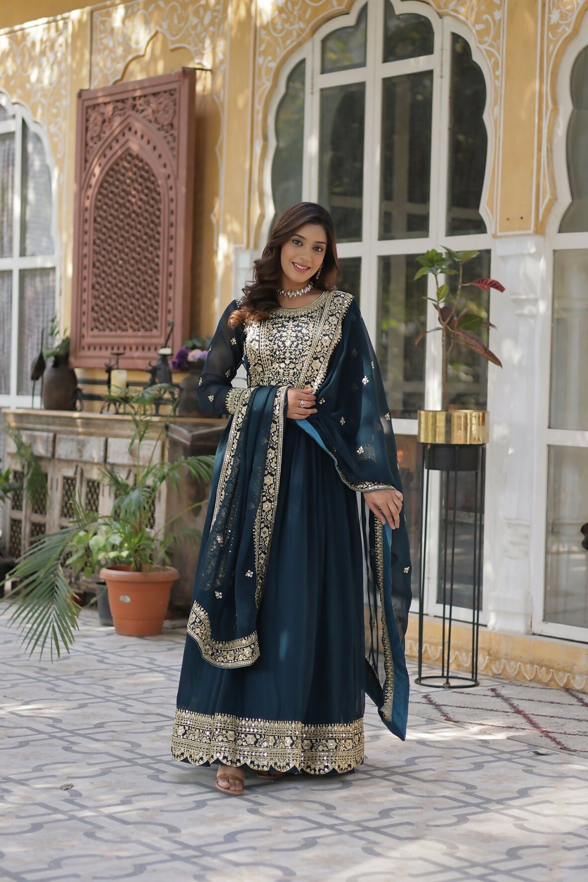 Joban Fashion Rama Georgette Sequence Embroidery Work Kurta Set