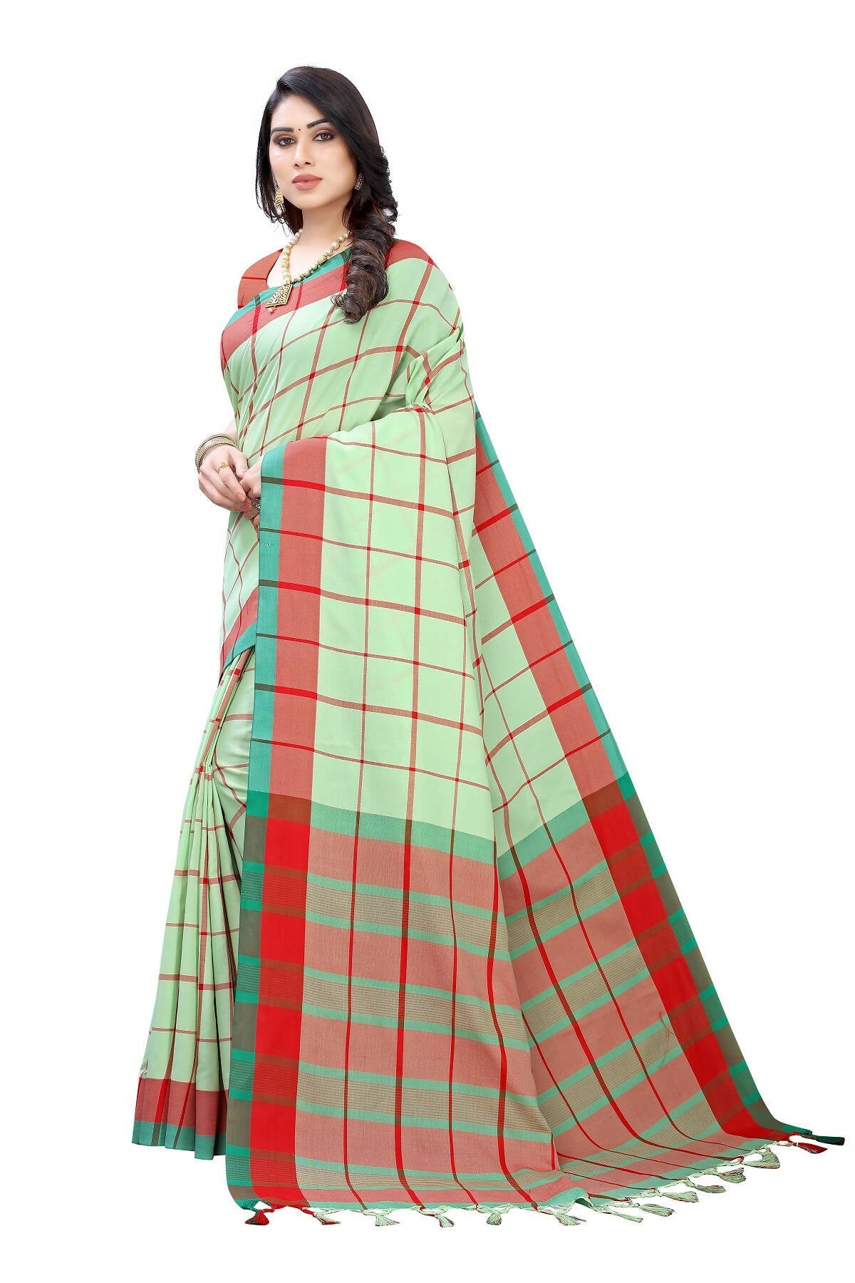 Vamika Pista Green Cotton Silk Weaving Saree