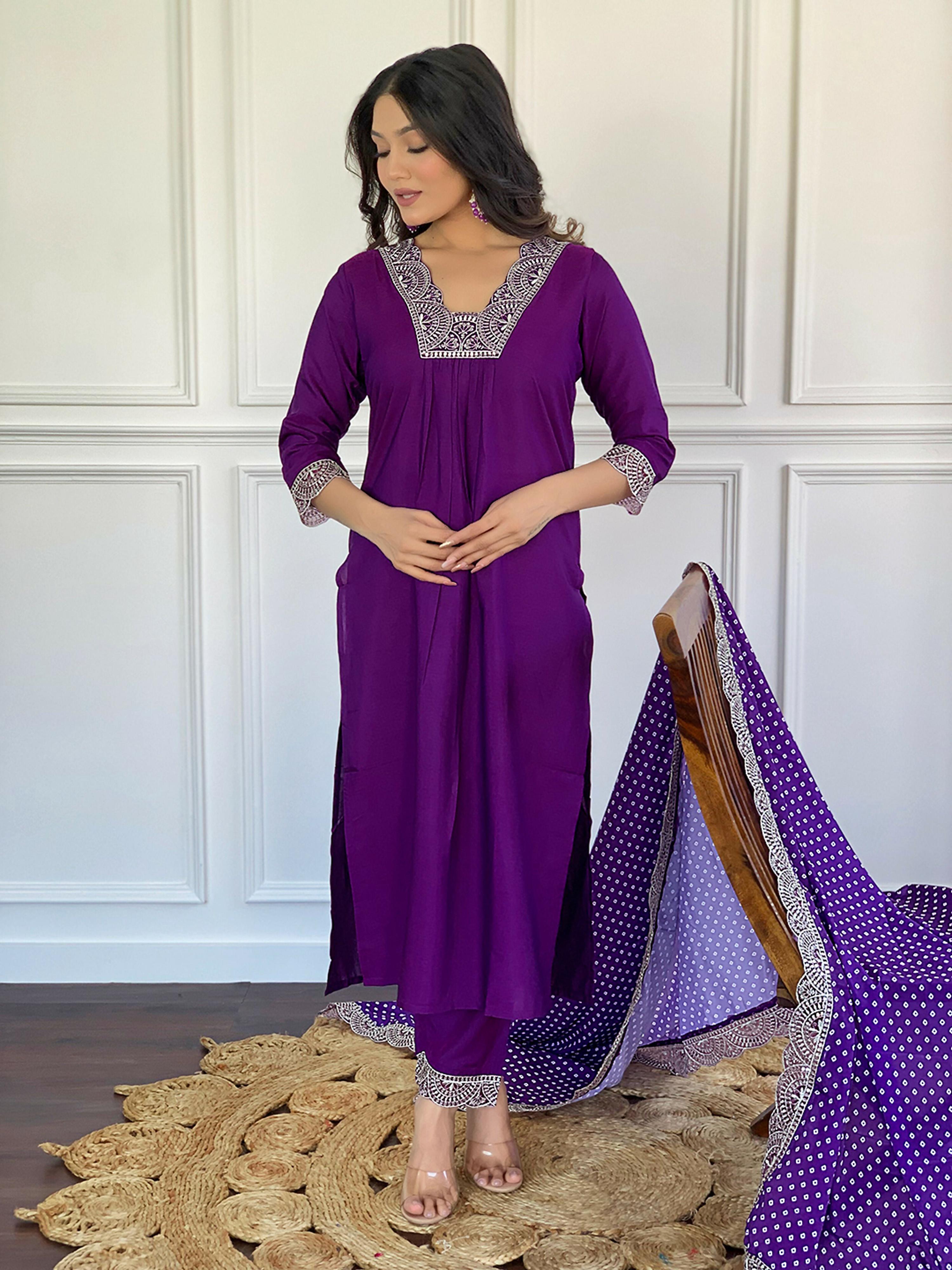Partywear Designer ViscoseWine Stitched Suit With Dupatta - Tanisha