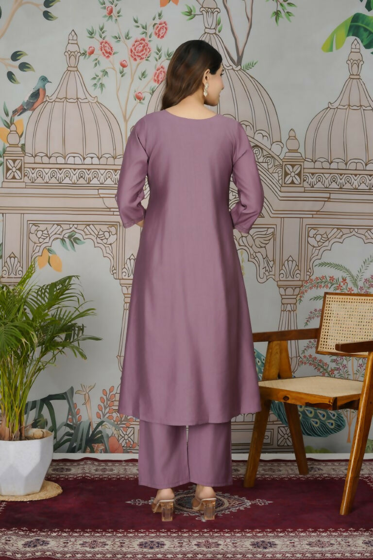 Ethnic Festive Wear Viscose Roman Silk Wine Stitched Pant Pair - Rashmika