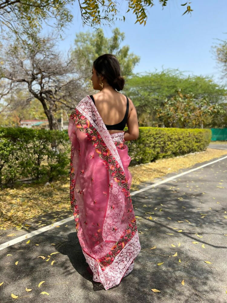 Vamsee Riddhi-Siddhi -1 Pink Organza Saree