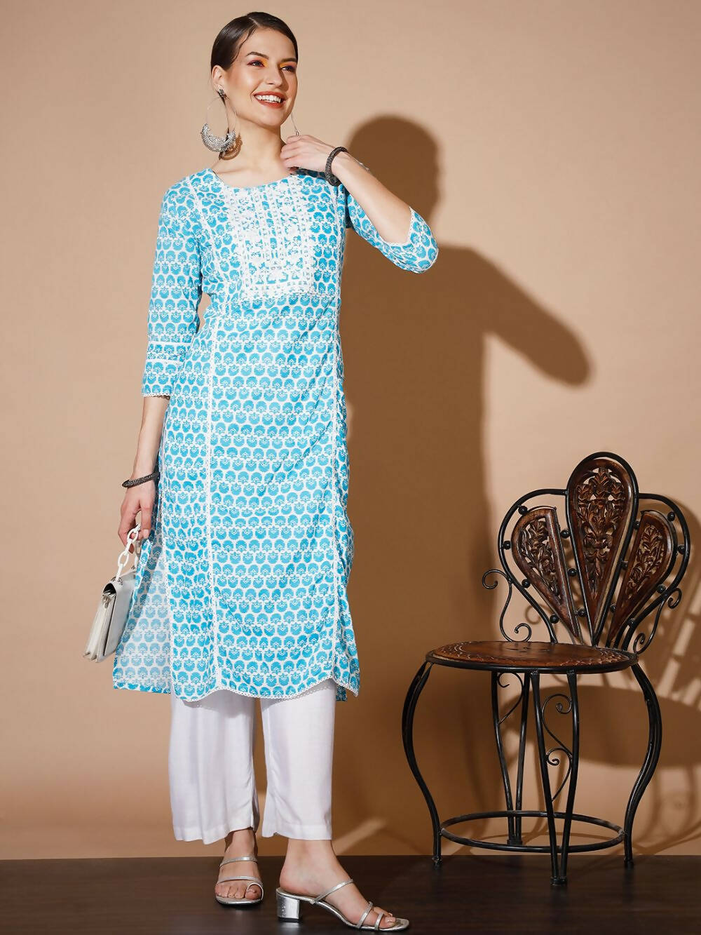 Myshka Women Blue Printed Kurtas