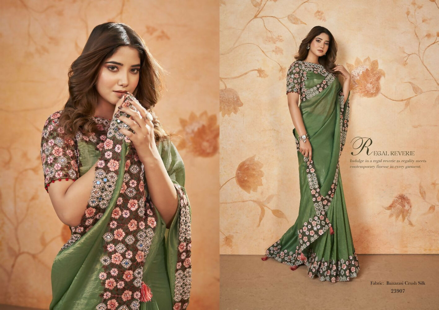 Thread,Sequence,Cord Embroidered with Stone & Mirror Work - Mohmanthan Dakshika