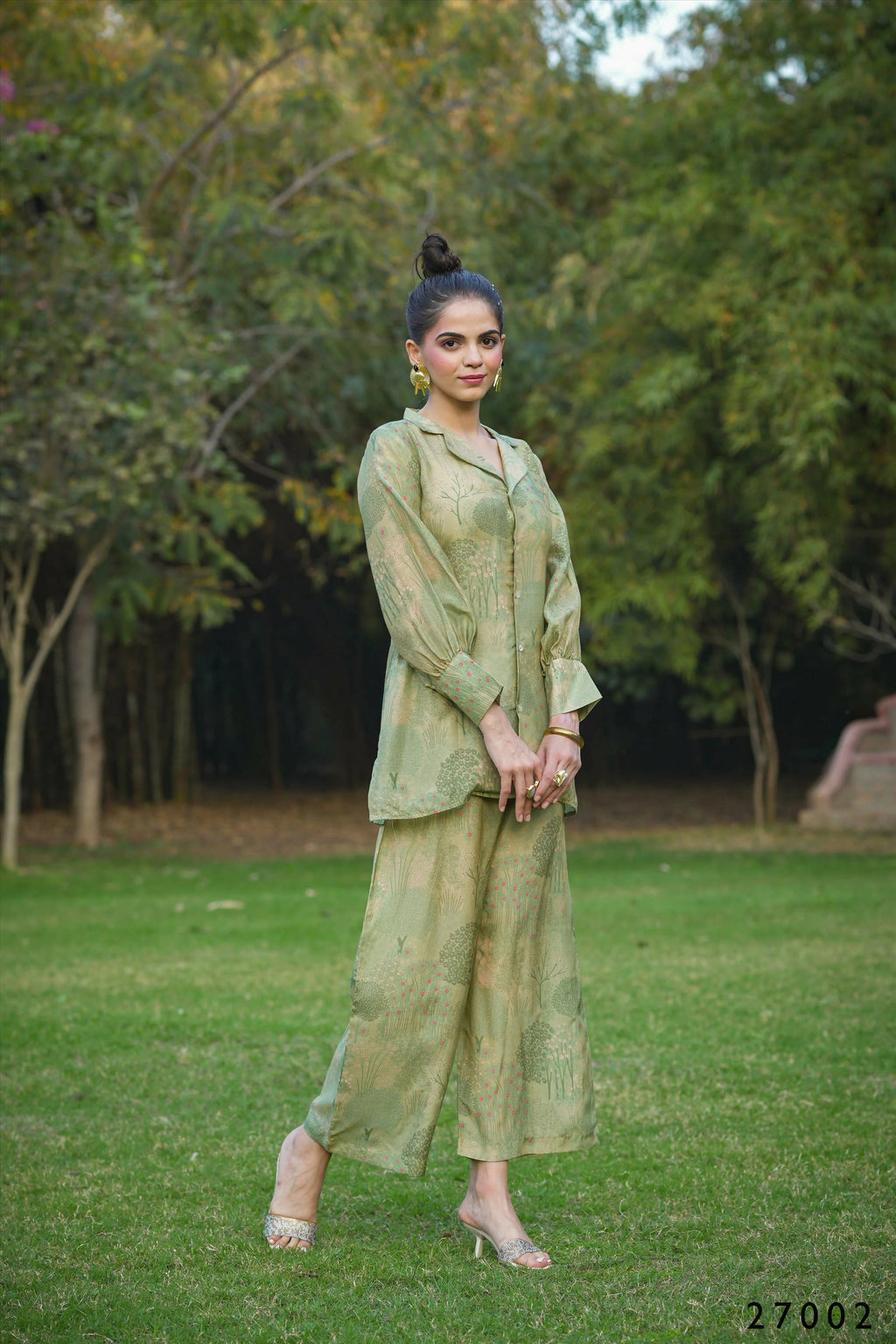 Women's Casual Fashionable Mahendi Mull Cotton co-ord set - Anya