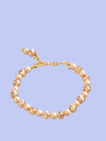 NVR Women Gold Toned Artificial Beads Wraparound Bracelet