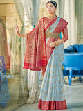 Shree Shyam Fashion Linen Cotton Sky Blue Saree