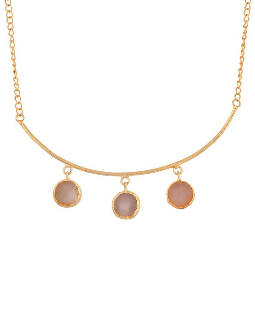 VOJ One Gram Gold-Polished Stone Studded Necklace and Earrings Set