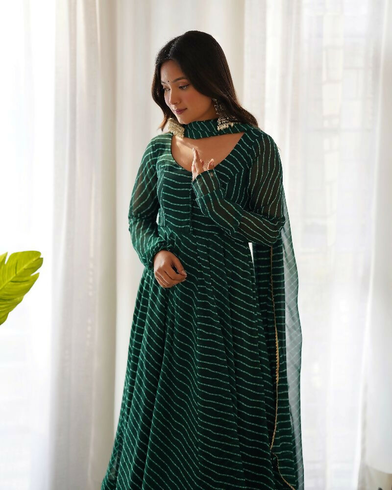 Joban Fashion Green Kurta Set Georgette Sequence Embroidery Work