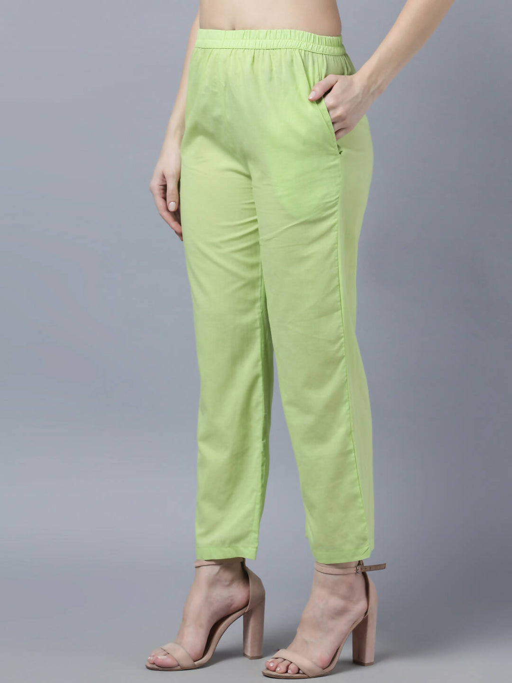 Myshka Women Green Regular Pure Cotton Kurta with Trousers With Dupatta Set