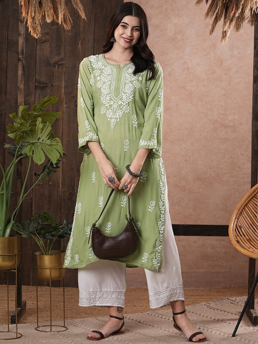 ADA Women Ethnic Motifs Embroidered Flared Sleeves Kurta