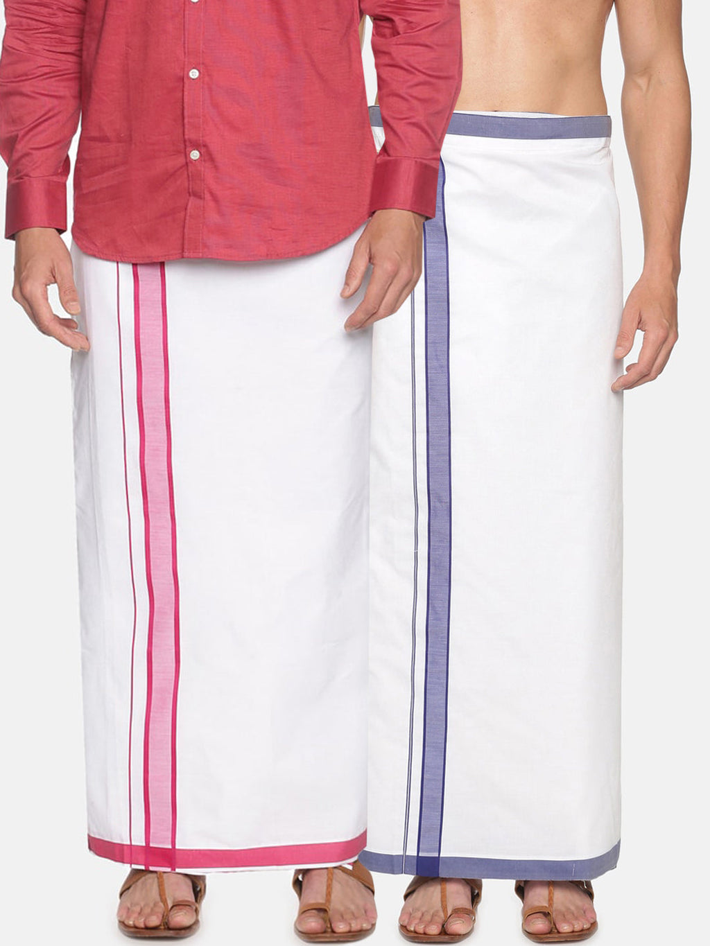 Sethukrishna Men Pack Of 2 Solid Cotton Dhotis