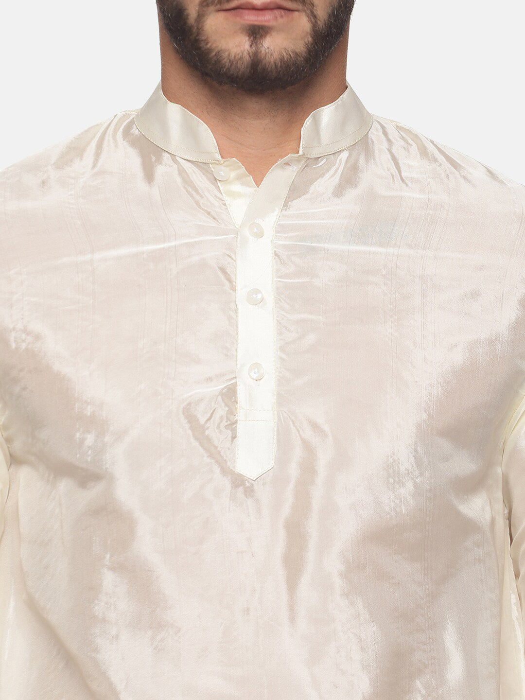 Sethukrishna Men Cream-Coloured Kurti with Dhoti Pants