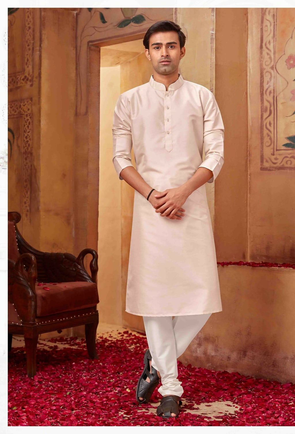 Joban Fashion Light Pink Art Silk Kurta Pyjama